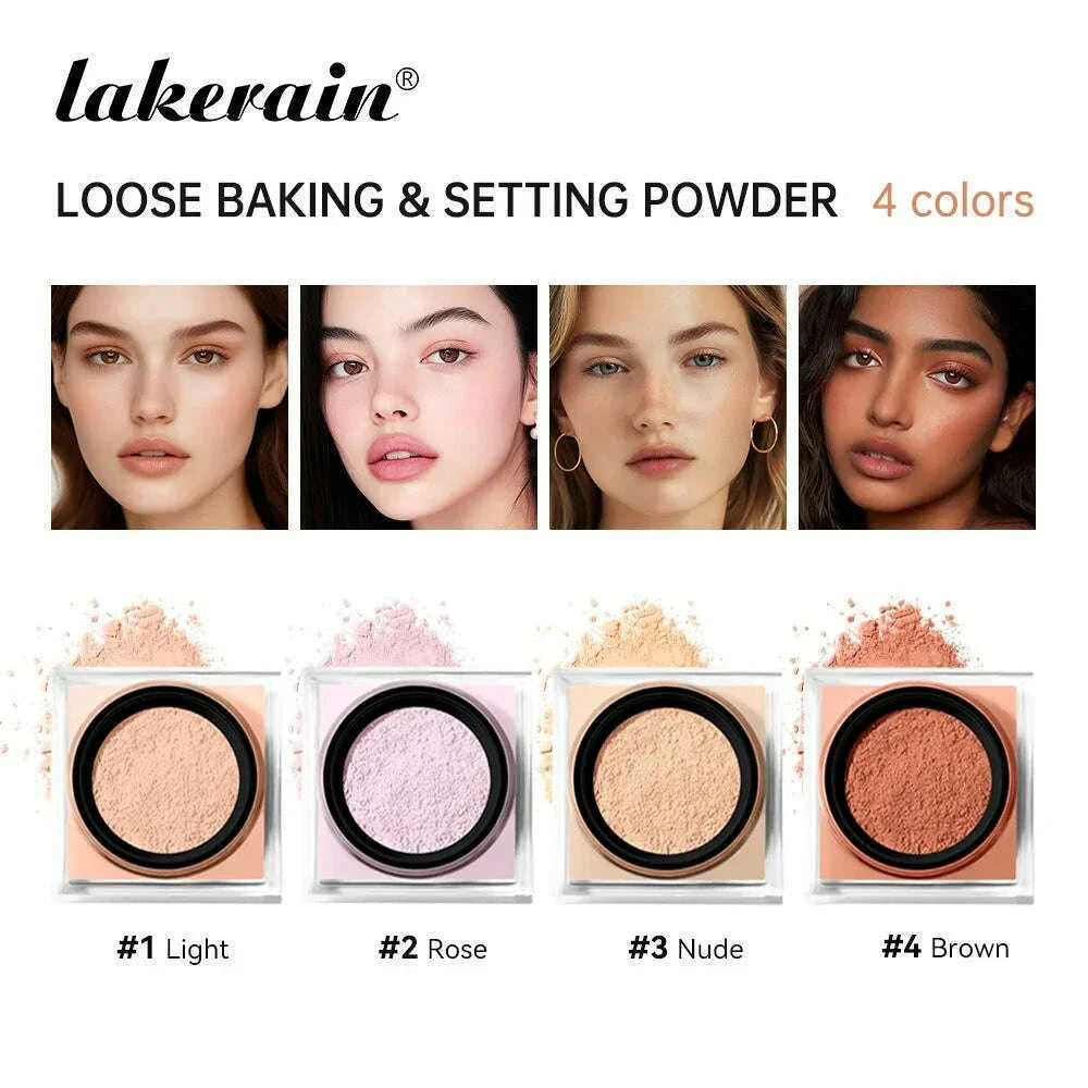 4 Color Luxury Loose Setting Powder Face Foundation Oil-Control Brighten Skin Full Coverage Face Beauty Makeup Powder Cosmetics