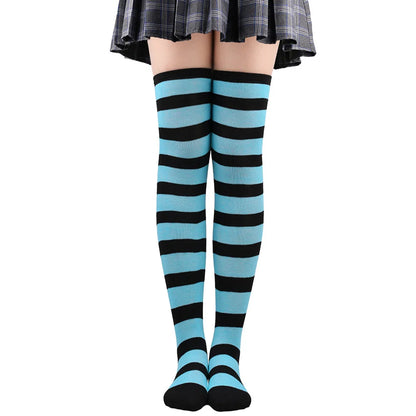 Wide Striped Stockings Women Over Knee High Long Socks Christmas Halloween Cosplay Anime Performance Party Gifts Socks Colorful