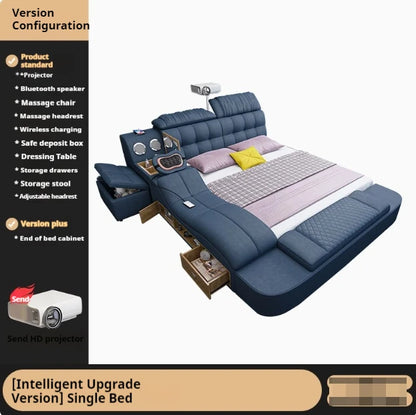 Nordic Smart Modular Double Bed Master Storage Luxury Designer Double Bed Multifunctional Leather Camas Matrimonial Furniture