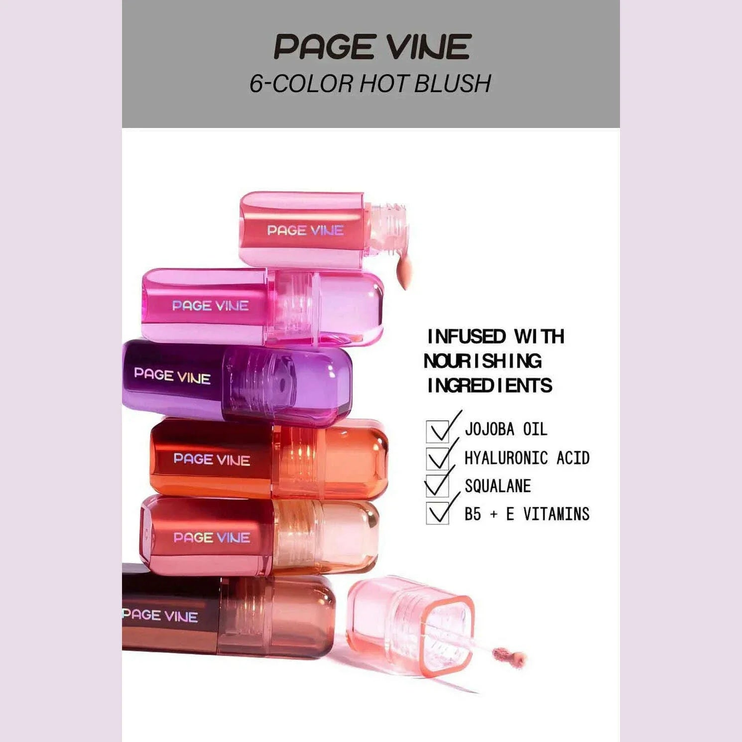 6 color pearl liquid powder blusher waterproof, sweat proof, halo proof, natural and durable rouge