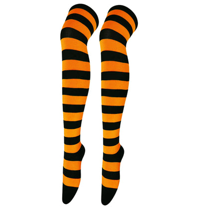 Wide Striped Stockings Women Over Knee High Long Socks Christmas Halloween Cosplay Anime Performance Party Gifts Socks Colorful