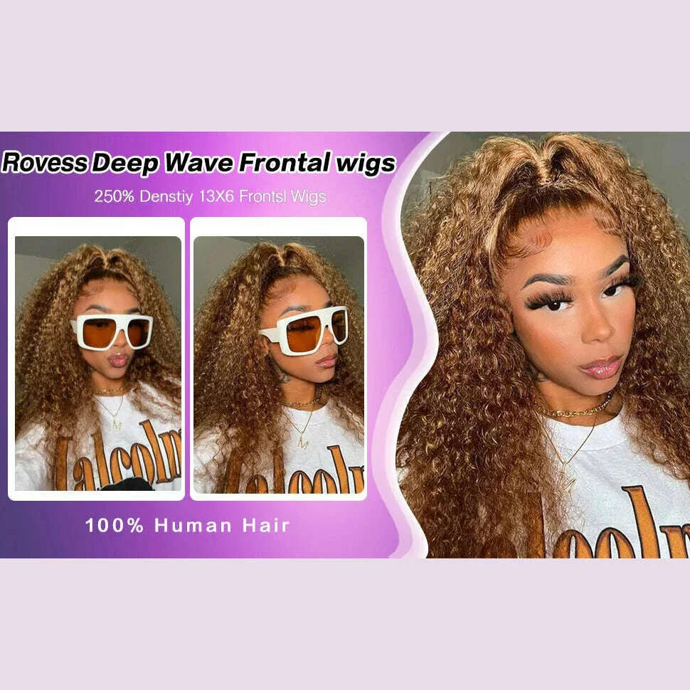 250% 4/27 Highlight 13x6 Deep Wave Lace Front Wigs Human Hair 13x4 Ombre Curly Wig Straight HD Front Wig Human Hair Pre Plucked