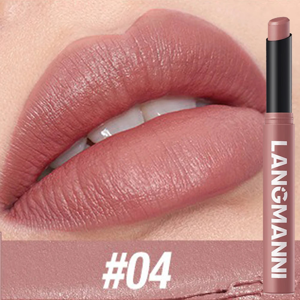 12 Color Matte Lipstick Pencil Waterproof Long Lasting Non-Stick Cup Lip Stain Tint Cosmetic Nude Lipstick Pen Makeup Maquillage