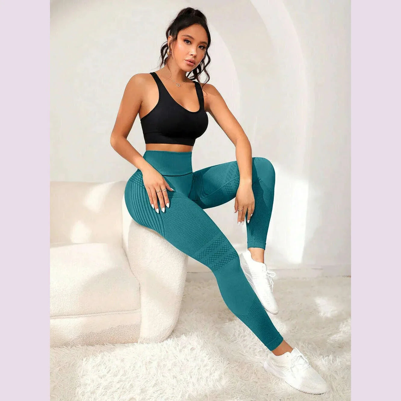 Sports Pants With Sexy Lines Lifting Buttocks Sports Tight Pants Women's High Waisted Elastic Fitness Pants Running Yoga Pants