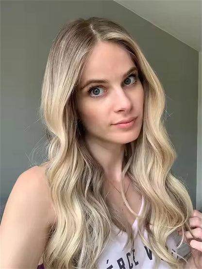 Dirty Ash Blonde Lace Front Wig Fashion Blond Wig Natural Roots 100% Real Hd Synthetic Blend Human Hair Wig Glueless Wear and Go