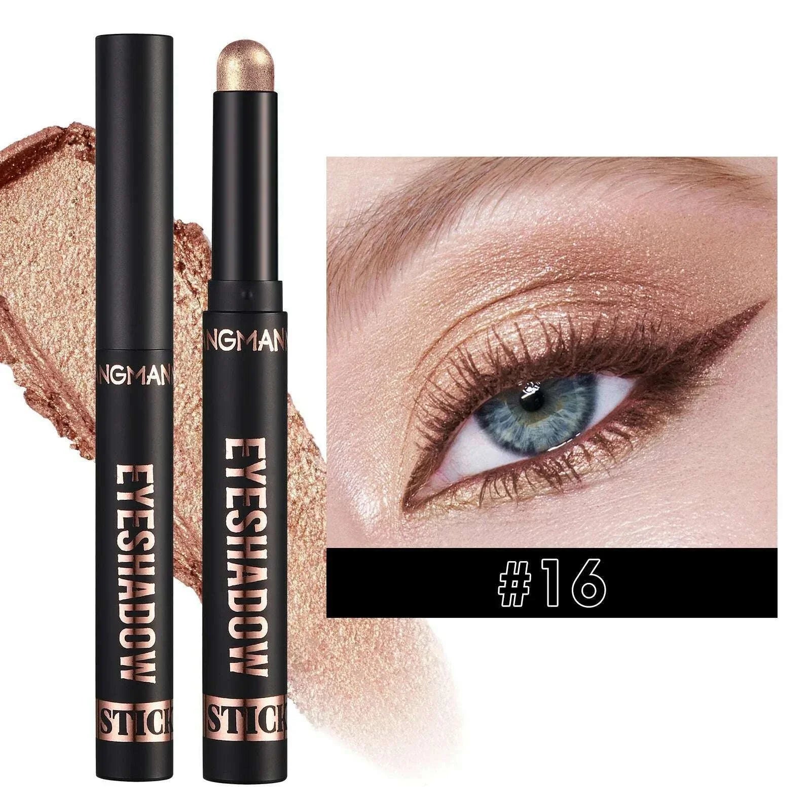 Smoky Dark Blue Eyeshadow Pencil Stick Waterproof Pearlescent 16 Colors Metallic Glitter Eye Shadow Highlighter Pen Makeup Tool