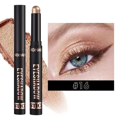 Smoky Dark Blue Eyeshadow Pencil Stick Waterproof Pearlescent 16 Colors Metallic Glitter Eye Shadow Highlighter Pen Makeup Tool