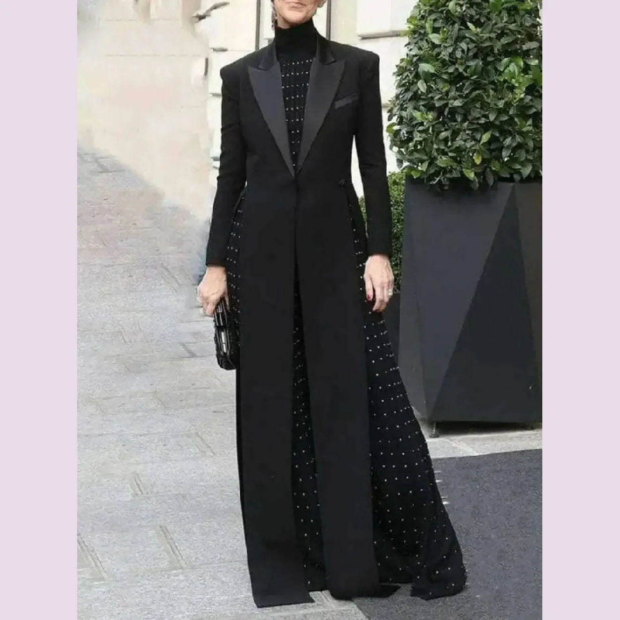 Missuoo Notched Collar Long Sleeves Slim Fit Long Coat for Urban Women Autumn Fashion Black Split-side Blazer Outerwears
