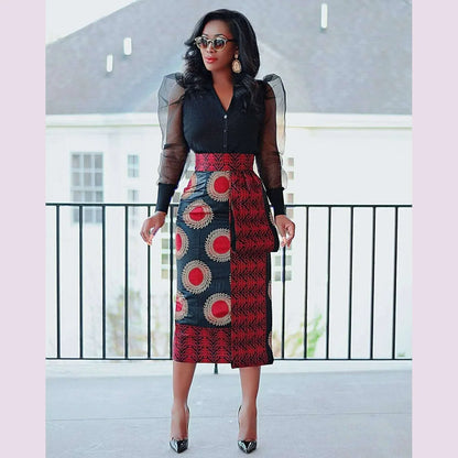 CM.YAYA Women Skirts Print High Waist Stretchy Bodycon Midi Skirt Ladies Vintage Fashion Streetwear 2024 Autumn Winter Elastic