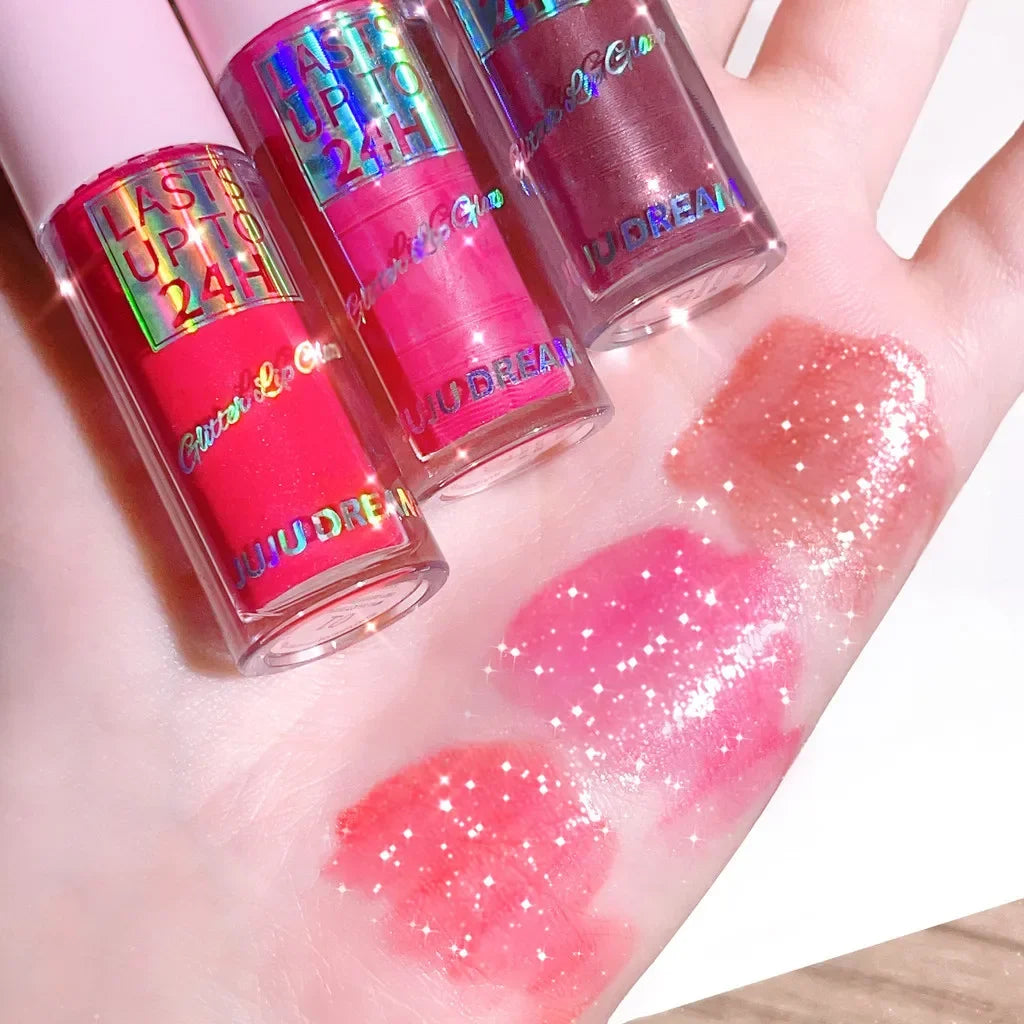 Flowing Light Glitter Lip Glaze, Moisturizing Lip Gloss & Lip Oil Tint,Waterproof Long-Lasting Shine,Multi-Look Makeup,Certified
