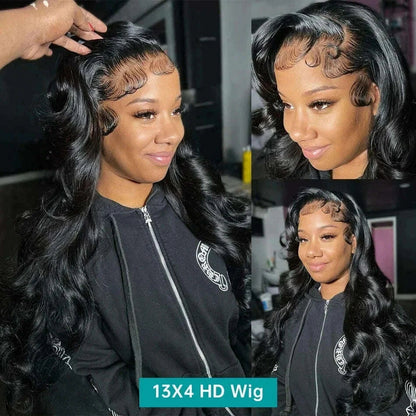 Transparent 13x6 Lace Frontal Human Hair Wigs Brazilian Body Wave 13x4 Lace Front Wig For Women PrePlucked Glueless Wig 30 Inch