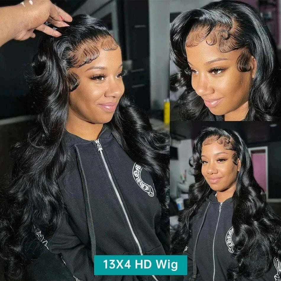 Transparent 13x6 Lace Frontal Human Hair Wigs Brazilian Body Wave 13x4 Lace Front Wig For Women PrePlucked Glueless Wig 30 Inch