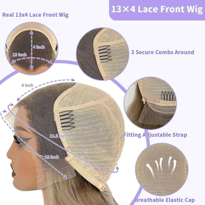 13x4 13x6 Highlight Brown Ash Blonde Colored Wigs for Women Brazilian Virgin Human Hair Loose Body Wave Wig Preplucked Hairline