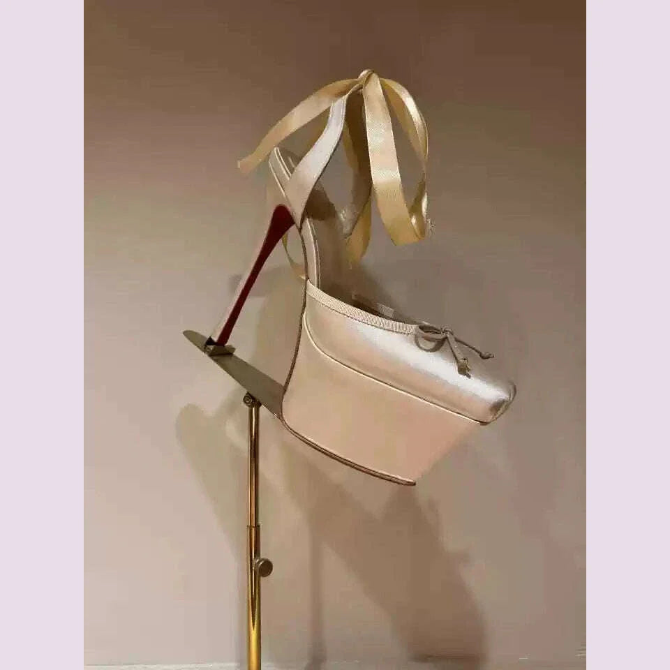 European and American High-heeled Dance Platform Silk Satin Square Bow Sandals  Shoes Women Zapatos Mujer
