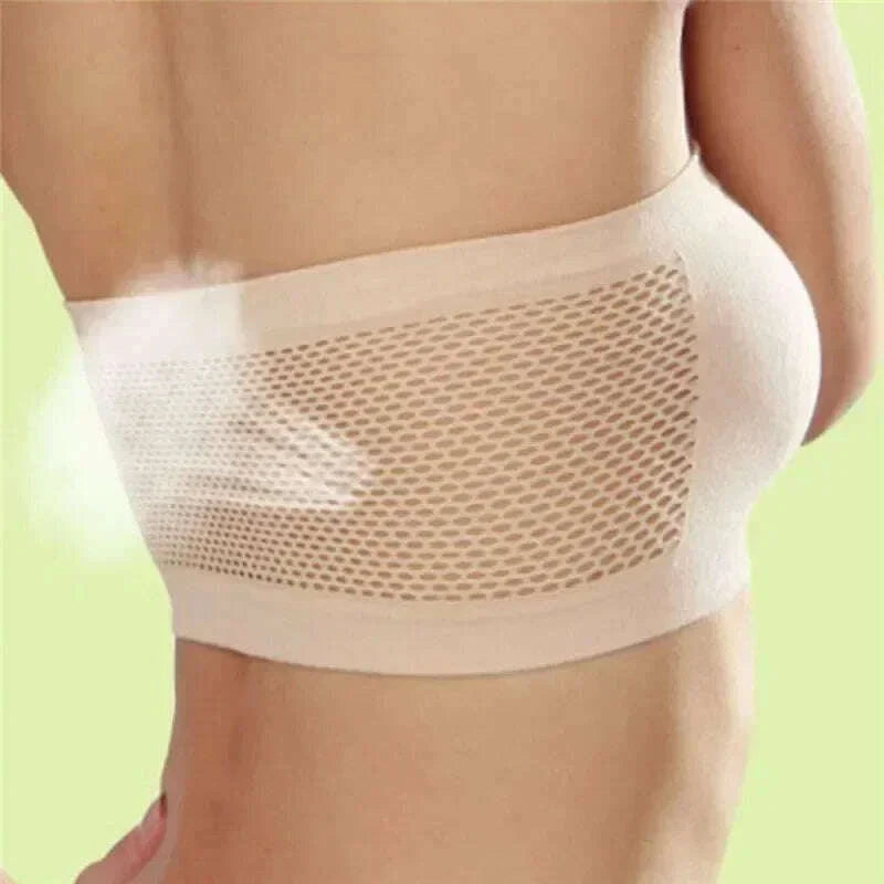 Ladies' Sexy Strapless Crop Top Bra Bandeau Boob Tube Brassiere Summer Breathable Mesh Invisible Strapless Chest Wraps Tube Tops