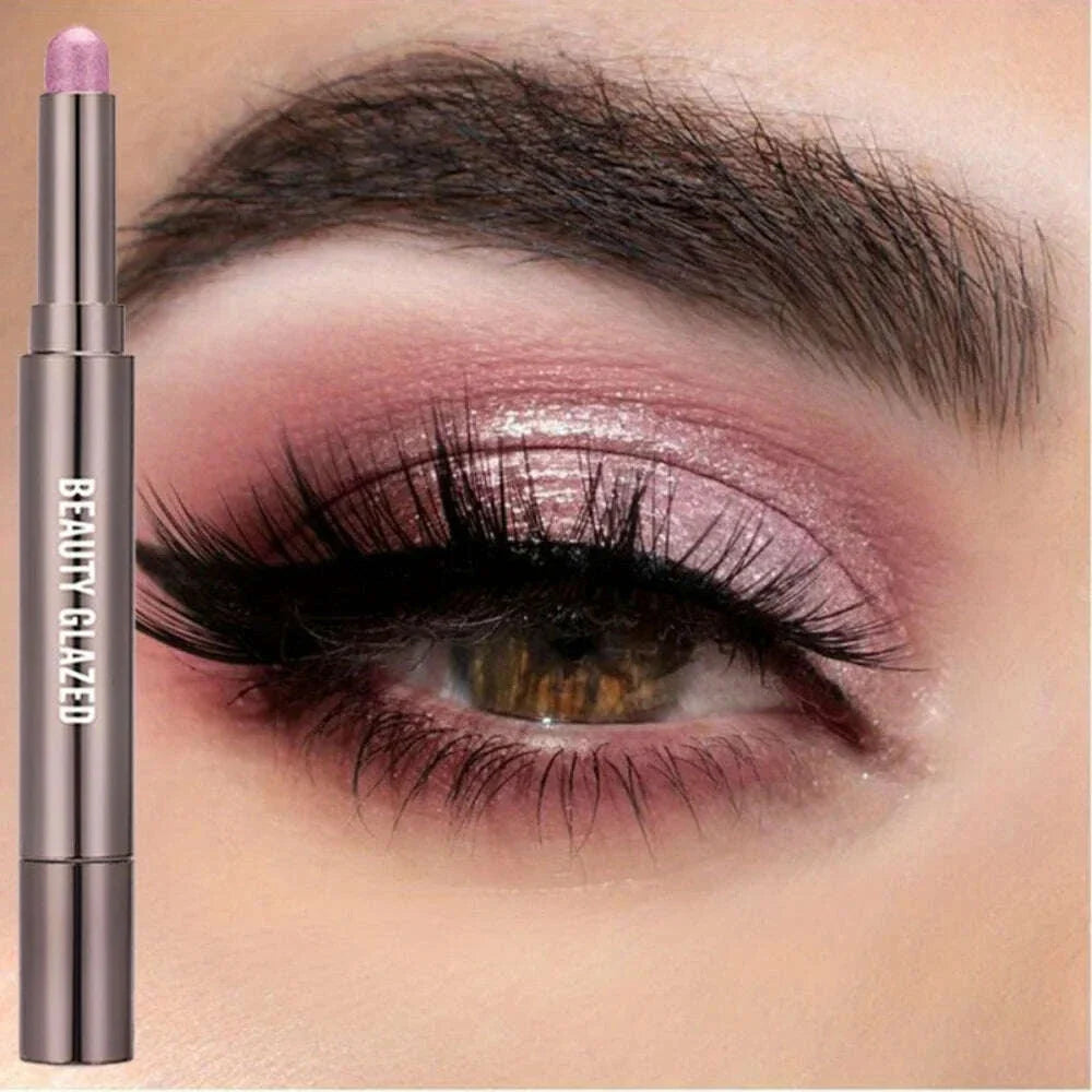 BEAUTY GLAZED 10 Colors Eyeshadow Stick Long-lasting Waterproof Eyeshadow Pen with Double Head Brush Matte and Shimmer Shade