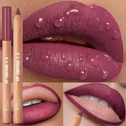 Nude Brown Lipliner Pen Wooden Matte Lip Liner Waterproof Lipstick Pencil Easy To Wear Non-stick Cup Lip Contouring Pen Cosmetic