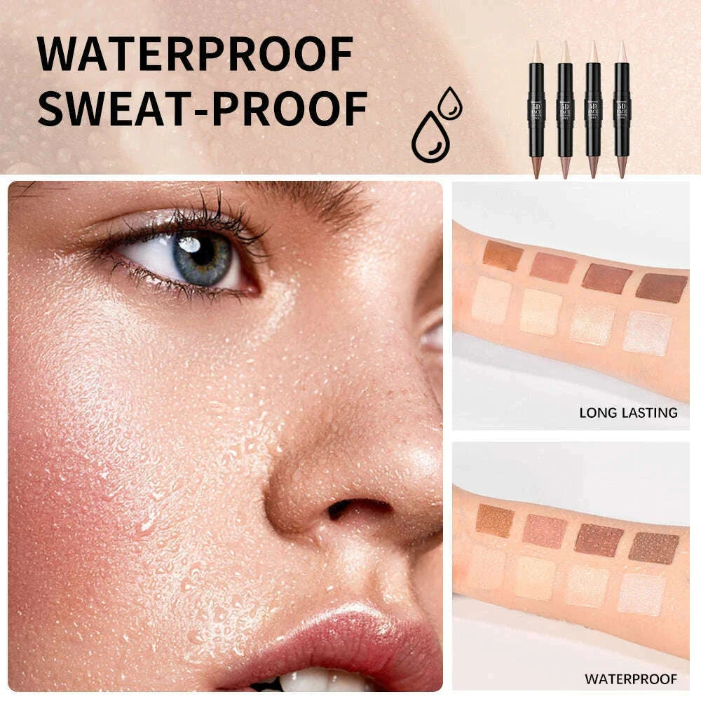 Double Head Highlight Pen Highlighter For High Nose Bridge Shadow V Face Foundation Contour Makeup Concealer Stick Cosmetics