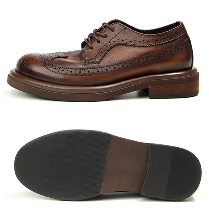 Genuine Leather Men's Block shoes Mens Business Shoes Luxury New Handmade Comfortable Man Casual Shoes Retro Men Leather Shoes