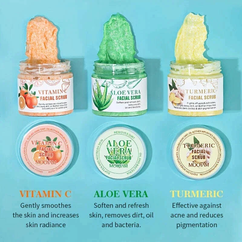 Turmeric Face Scrub Aloe Vera Vitamin C Exfoliating Body Scrub Coconut Blueberry Facial Scrub Nourishing Exfoliator Skin Care