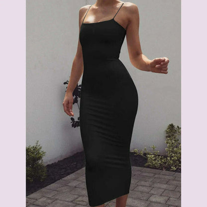 2025 New Spring Summer Women's High Elastic Sleeveless Backless Dress Long Sling Dresses Club Sexy Suspender Dress