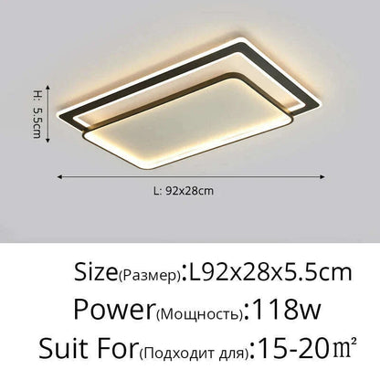 Bedroom Led Chandelier Light Black White Square Modern Ceiling Lamp Attic Living Room Dining Kitchen Interior Fixture