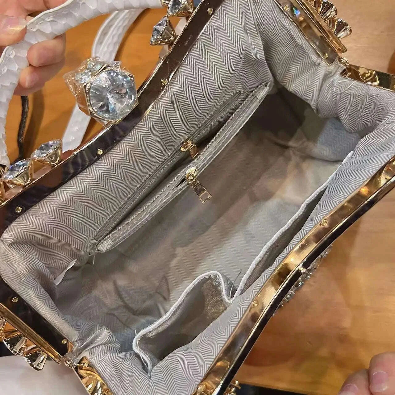 New Rhinestones Top-handle Bags For Women PU Leather Luxury Handbags Women Frame Designer Ladies Crossbody Bag Sac A Main