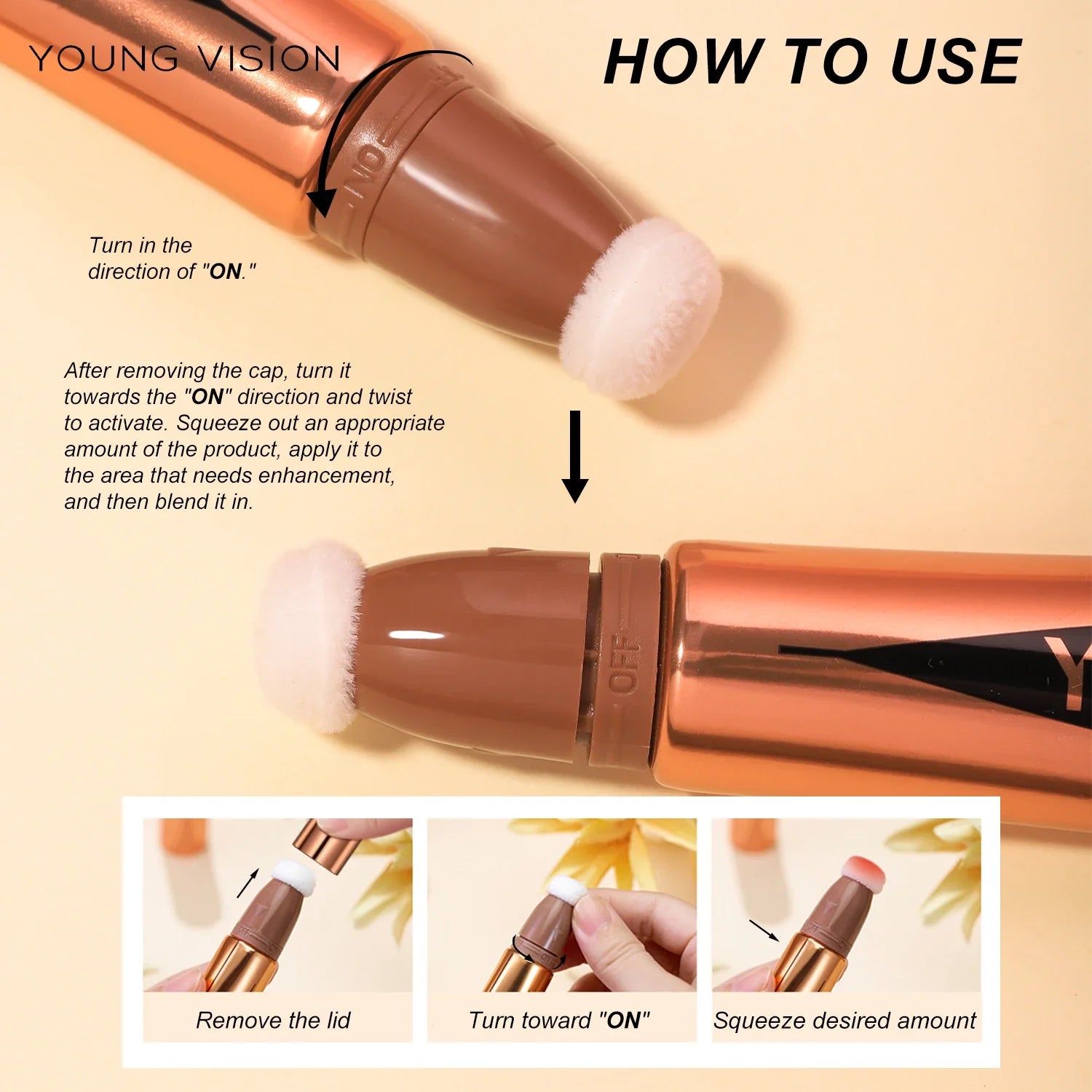 YOUNG VISION air cushion, powder blusher, high gloss stick, makeup liquid, rouge, 6 colors optional