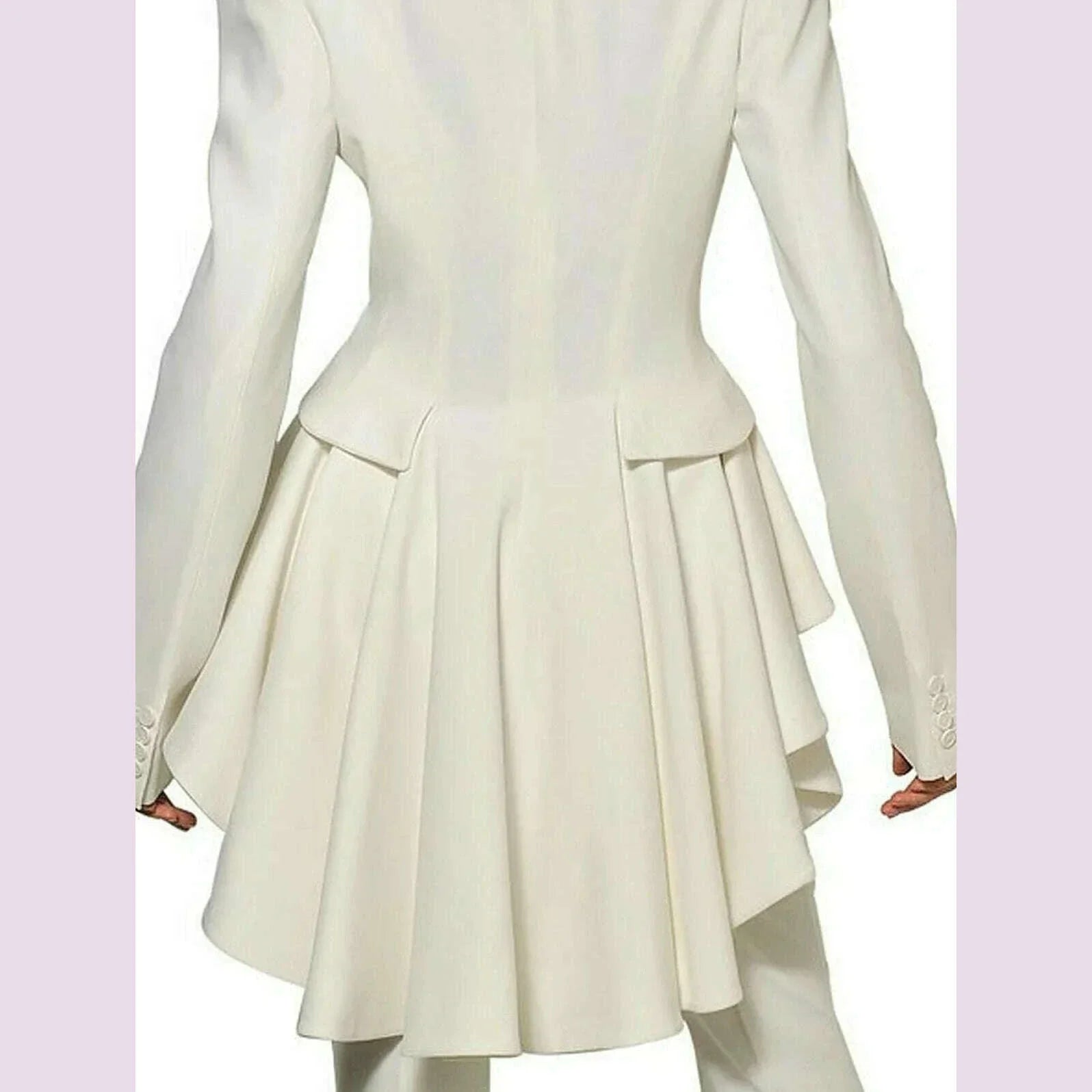 Chic Blazer Woman Spring Autumn Long Sleeve Stand Collar Solid Coat Slim Ruffle Casual Jackets Vintage Tailed Blazers Outwears