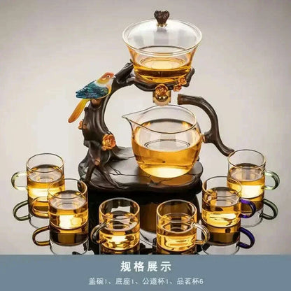 2024 New Glass Automatic Tea Set for Household Light Luxury High-end Teacup Magnetic Teapot Lazy Tea Maker