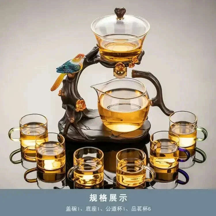 2024 New Glass Automatic Tea Set for Household Light Luxury High-end Teacup Magnetic Teapot Lazy Tea Maker
