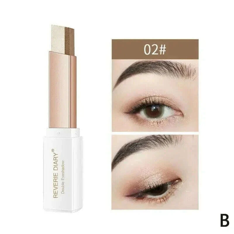 Professional 2 In 1 Double Color Gradient Velvet Eye Shadow Stick Lazy Makeup Waterproof Lasting Shimmer Metallic Eyeshadow