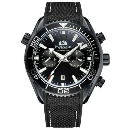 Automatic Watch for Men Mechanical Canvas Rubber Strap Orange Blue Red Multifunction Date Month Reloj Hombre Baratos