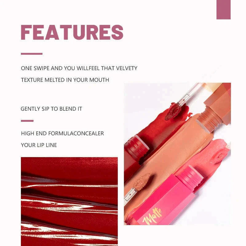 13 Colors Waterproof Matte Velvet Lip Tint Collection - Long-Lasting, Smudge-Proof, Nude Lip Glaze for a Sexy, Smooth Finish - P