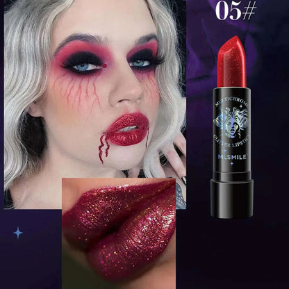 6Colors Glitter Lipstick Waterproof Long Lasting Diamond Pearlescent Metallic Lipstick Black Lipgloss Women Lips Makeup Cosmetic
