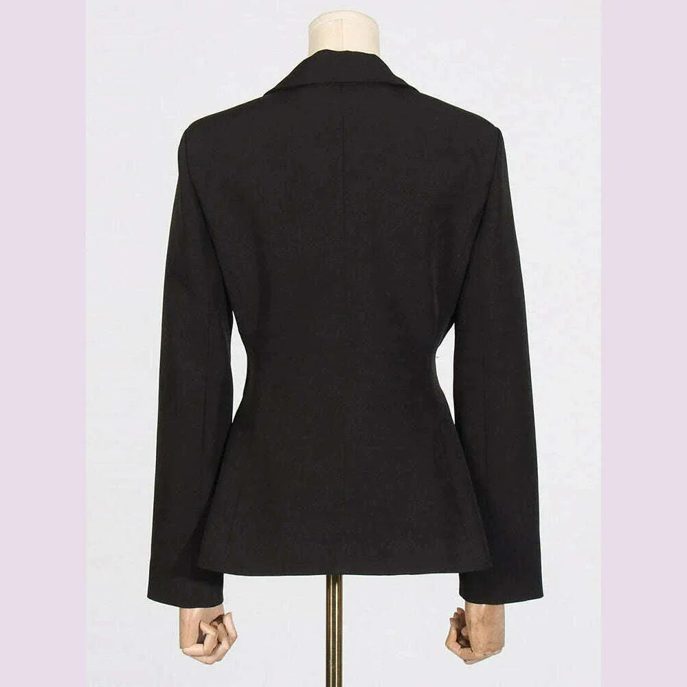 VGH Solid Spliced Sequins Slimming Blazers For Women Notched Collar Long Sleeve Tunic Casual Chic Blazer Female New Autumn 2024