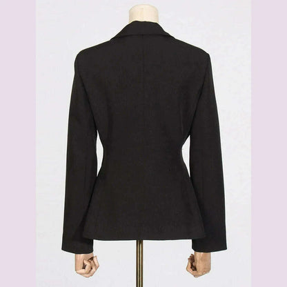 VGH Solid Spliced Sequins Slimming Blazers For Women Notched Collar Long Sleeve Tunic Casual Chic Blazer Female New Autumn 2024