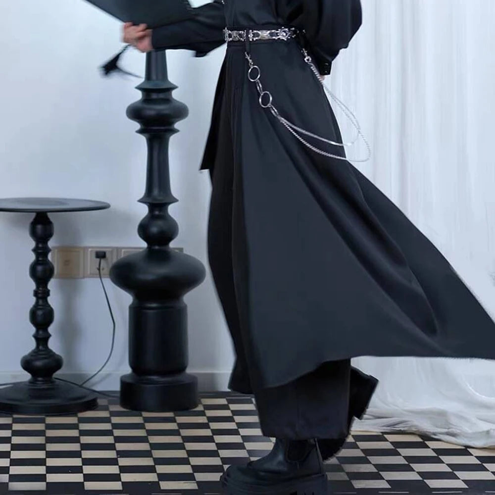 2025 Summer New Men's Splicing Irregular Skirt Pants Chinese Retro Fashion Trend Leisure Loose Breathable Niche Men's Bottoms