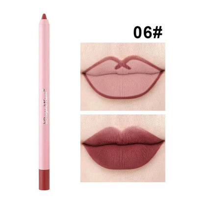 12 Colors Nude Matte Lipstick Pen Lip Liner Pencil Waterproof Long Lasting Lipgloss Plum Pink Plump Lip Stain Korean Cosmetics