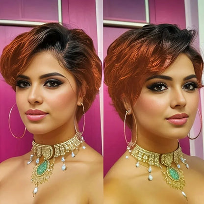 13x4 Lace Front Wig Pixie Cut Wigs Human Hair for Women Transparent Frontal Wig Natural Wave Wig
