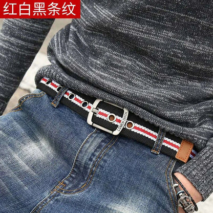 Men's and women's belt needle buckle canvas belt casual cargo belt Korean version of the tide male student youth outdoor belt