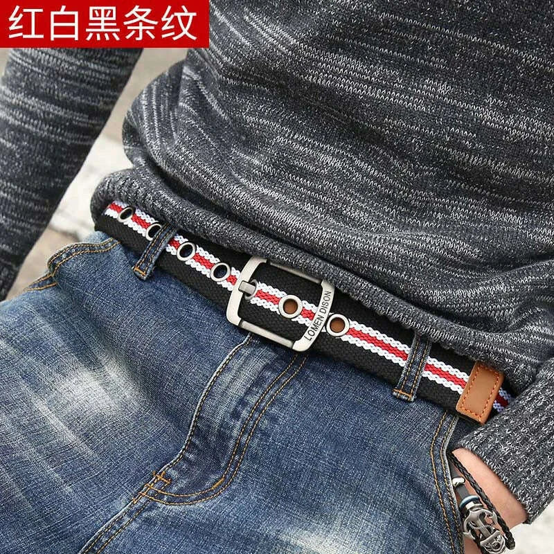 Men's and women's belt needle buckle canvas belt casual cargo belt Korean version of the tide male student youth outdoor belt