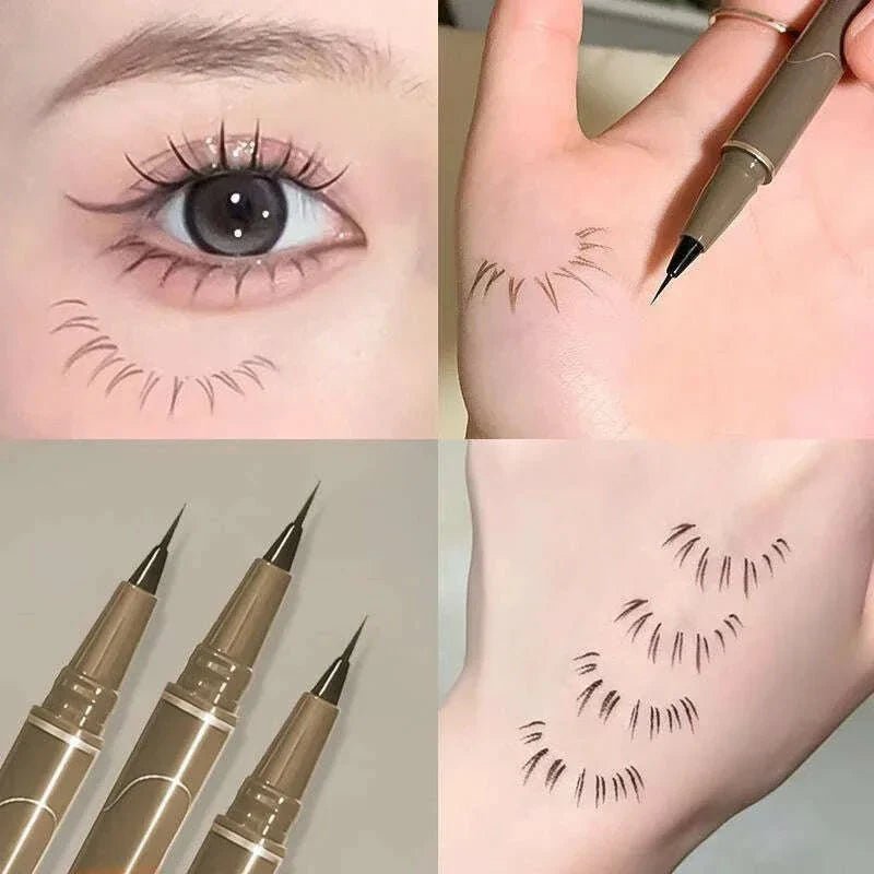 0.05mm Ultra Fine Liquid Eyeliner Black Brown Waterproof Long Lasting Smooth Eyeliner Eyelash Pencils Quick-dry Eye Makeup Tool