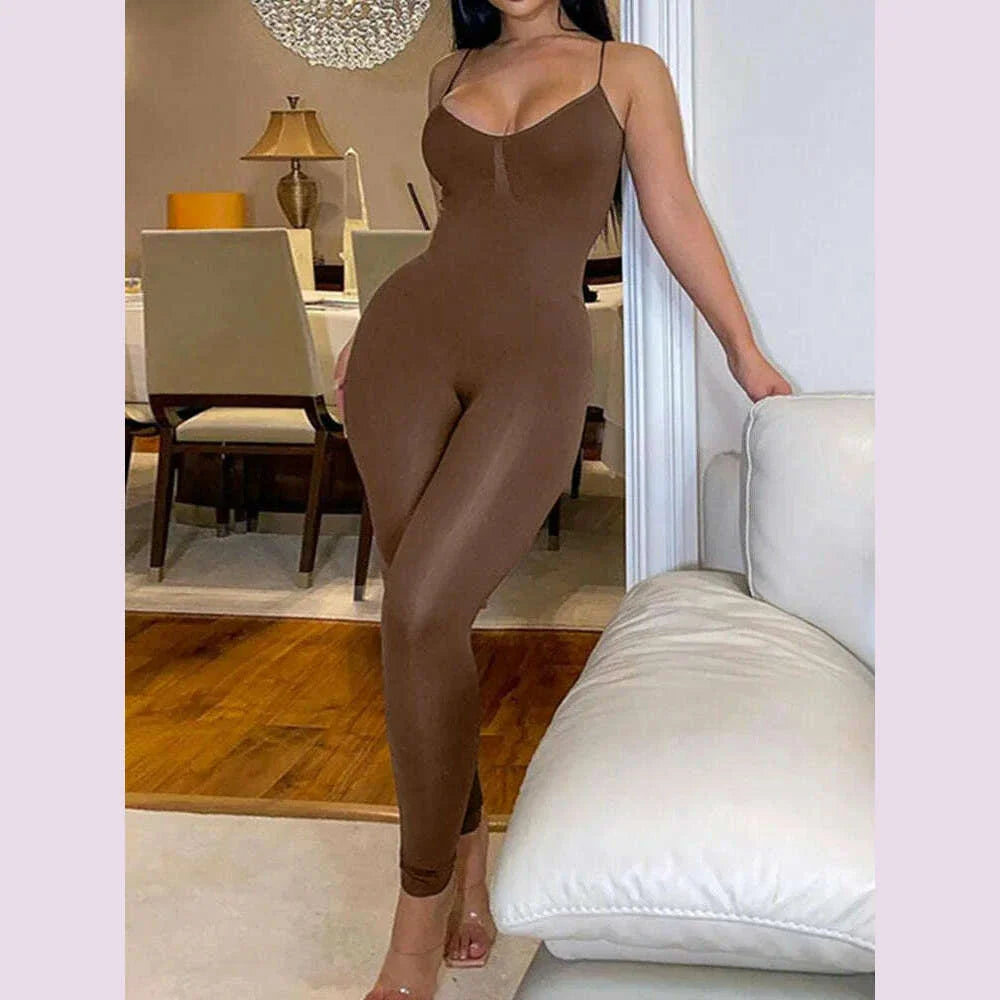Summer New Jumpsuits Women Sleeveless Bodycon Sexy Backless Black Fashion Rompers Casual Streetwear Sporty Slim Basic Overall