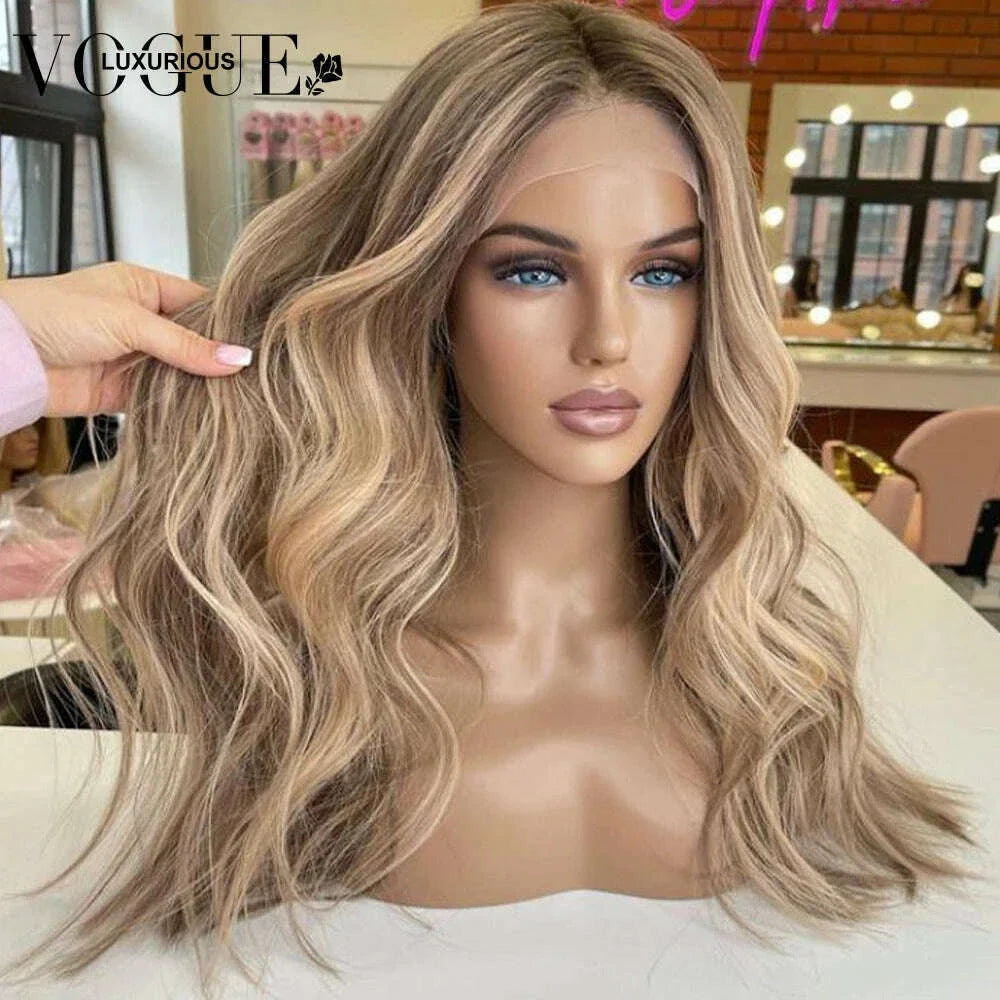 13x4 13x6 Highlight Brown Ash Blonde Colored Wigs for Women Brazilian Virgin Human Hair Loose Body Wave Wig Preplucked Hairline