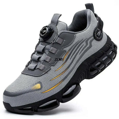 Rotary Button Safety Shoes Men Steel Toe Sneakers Puncture Proof Work Safety Boots Air Cushion Sport Work Shoes Anti-smash Boots