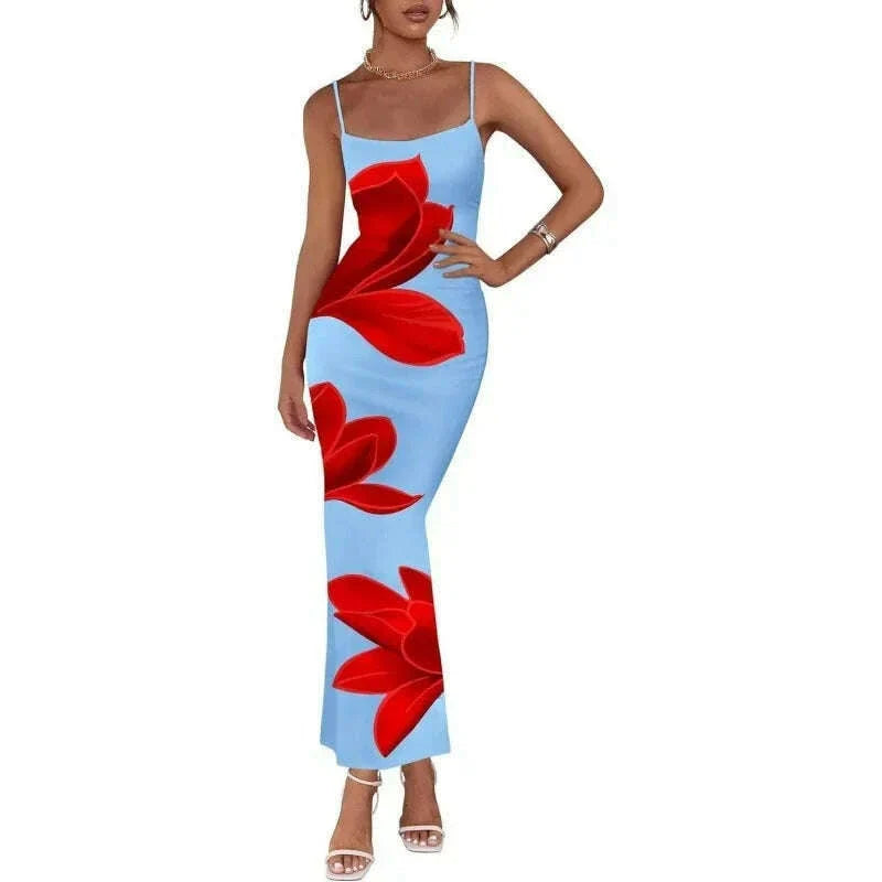 Sexy Tight Floral Print Strapless Dress Spring Summer New Arrival Cross-Border Hot Sale Ins Style Women's Ankle-Length Gown
