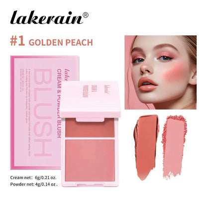 5Colors Cream & Powder Blush Matte Dewy Rosy Blush Makeup Pan Long-lasting Wearing High Pigment Natural Matte Blush Cosmtics