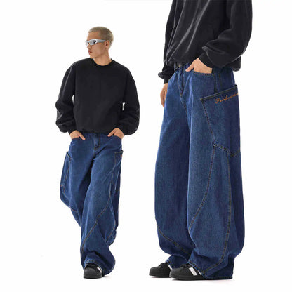 Y2K Men's Baggy Jeans Unisex Trendy Casual Wide-Leg Denim Pants High Street Quality American Style Streetwear Oversize Trousers