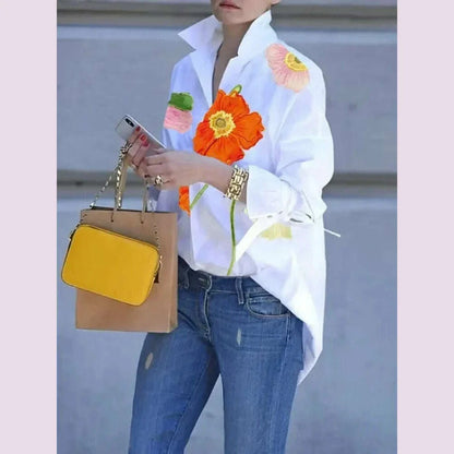 Yeezzi Female Stylish Floral Printed Lapel Shirts 2025 New Spring Long Sleeves Loose Urban Casual Office Blouse Tops For Women